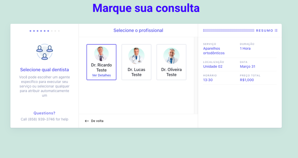 Sistema de agendamento para clínicas de sucesso tela 3